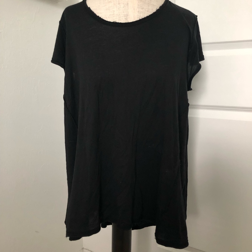 We the Free Black Paper Weight Short Sleeve Baby Doll Top